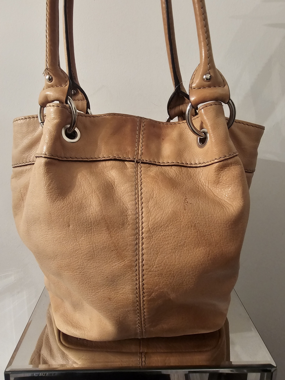 Tignanello Tan Leather Shoulder Tote - Picture 2 of 5